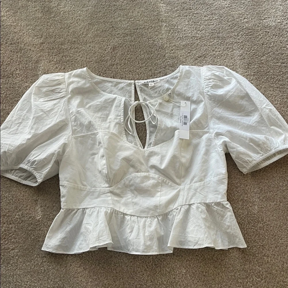 For Love and Lemons Jocelyn Puff Sleeve Peplum Top - Picture 3 of 4